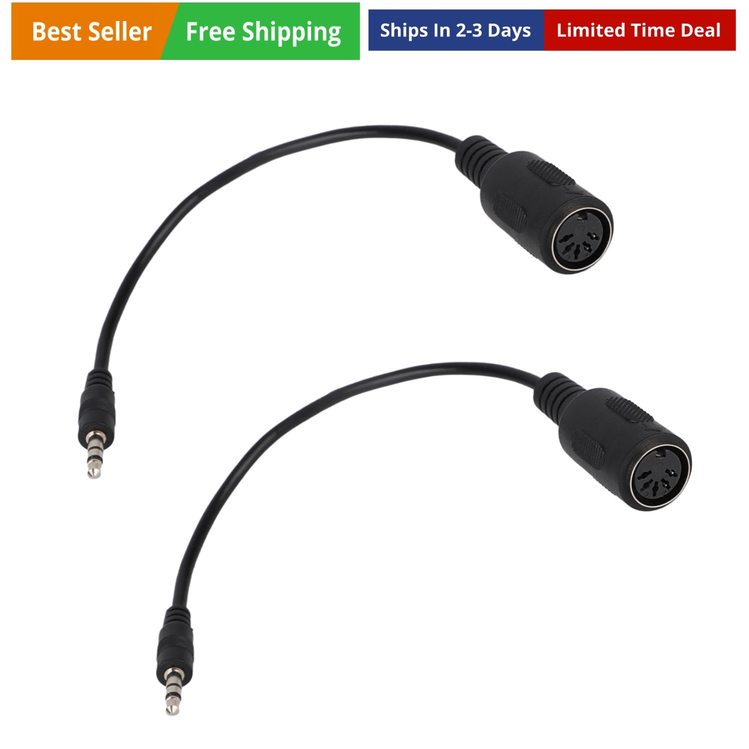 2pcs Type-A MIDI to 3.5mm Adapter, 15cm/6in MIDI Female to TRS 3.5mm Male Bre…