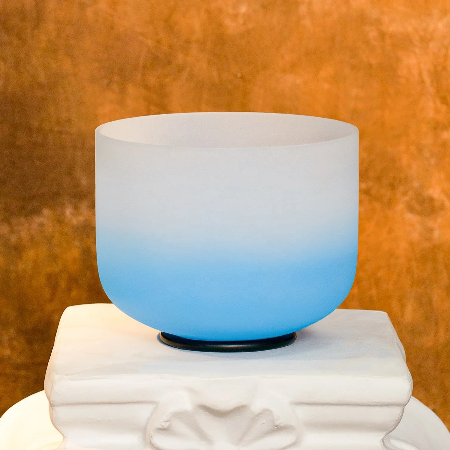 432hz 8inch G Note Throat Chakra Blue Colored Frosted Crystal Singing Bowl