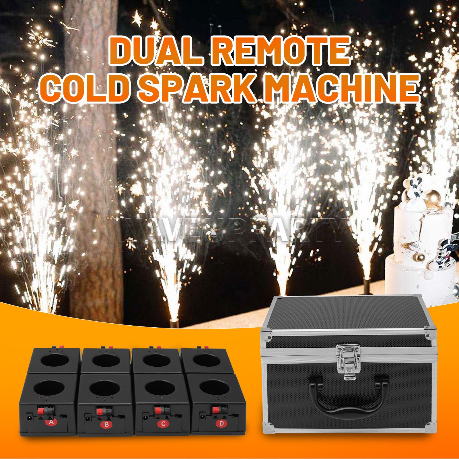 PAIDUN 8PCS Fountain Sparkler Cold Spark Machine Firework Effect Case Kit Remote