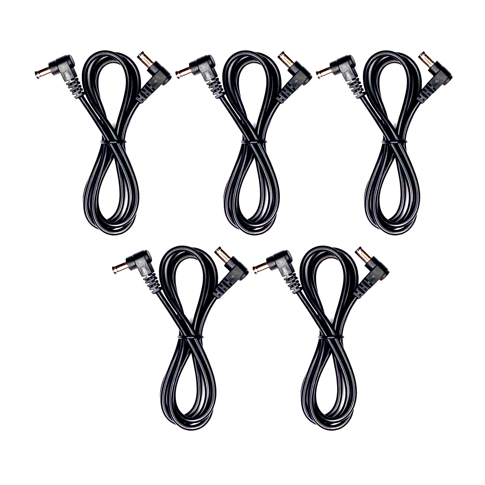 (5) Pack 3ft Right Angle 2.1mm x 5.5mm Barrel CCTV Guitar Pedal DC Power Cables