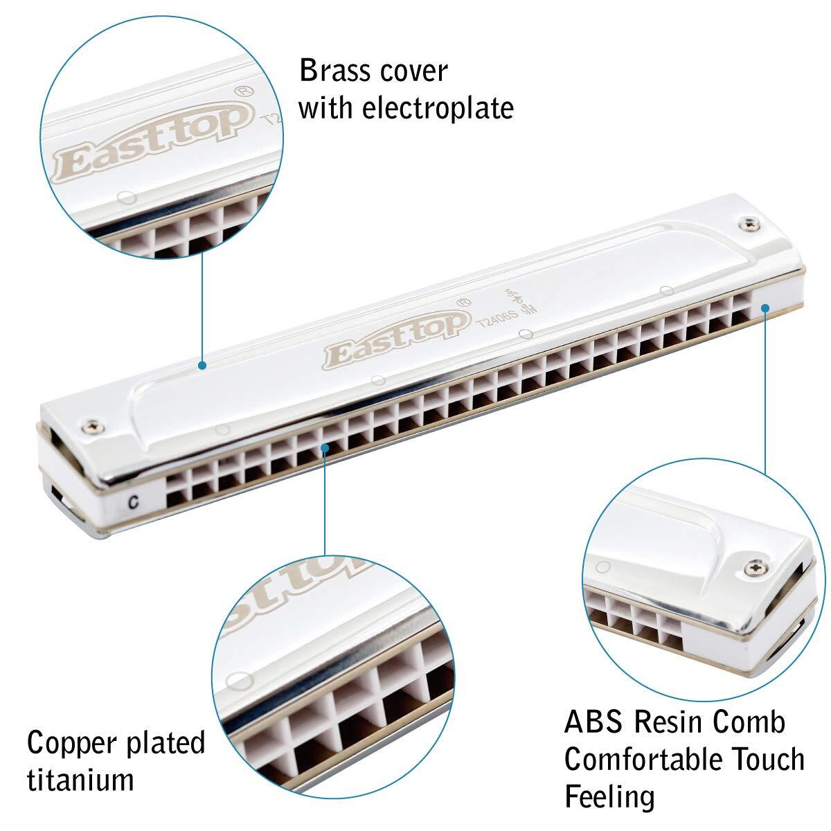 Easttop 24Holes Professional Tremolo Harmonica harmonica Tremolo Mouth Organ US