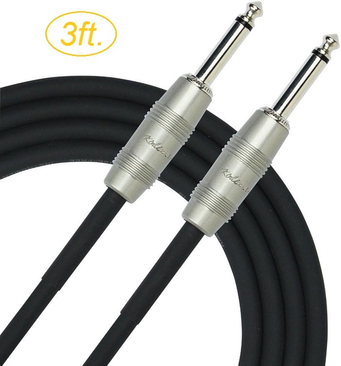 3ft. Kirlin 1/4″ Mono Straight Male/Male Instrument Cable, OFC Conductor 20AWG