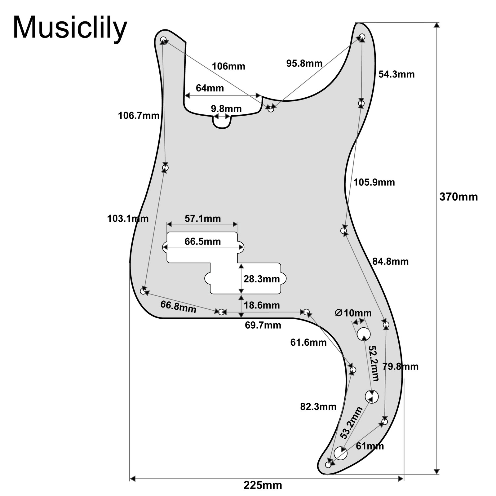 Musiclily Pro Red Tortoise 13 Hole Modern Pickguard For USA Precision Bass PB