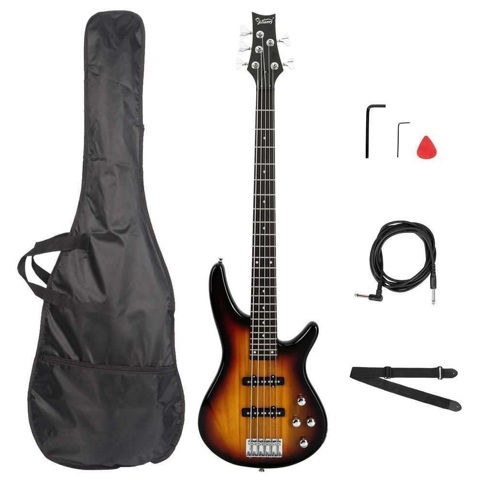 Glarry GIB Electric 5 String Right Handed Bass Wood Bass Guitar Basswood Body