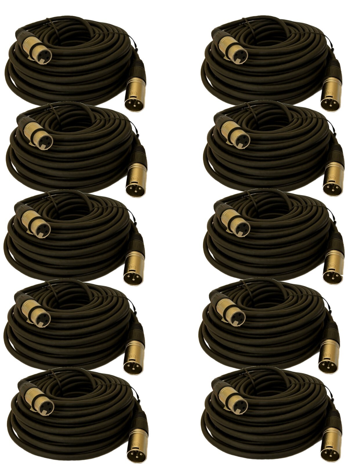 10 PACK 50 Ft Foot 3-Pin XLR Male to Female Mic Extension Microphone Audio Cable