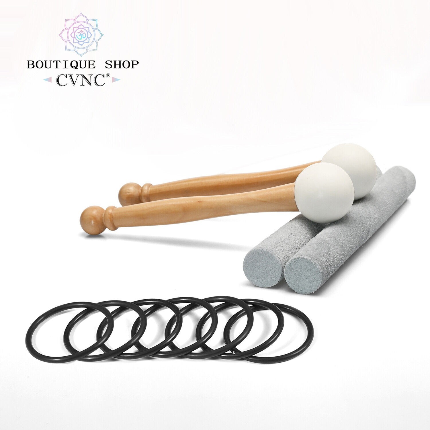 CVNC 432HZ 6-12″ Black Quartz Crystal Singing Bowls Set Sound Bath Reiki
