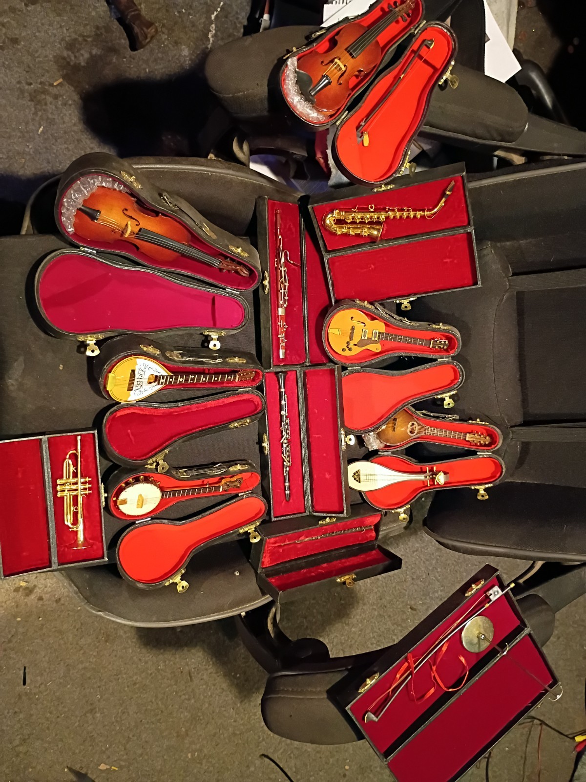 Miniature Musical Instruments in Cases, Artist Made