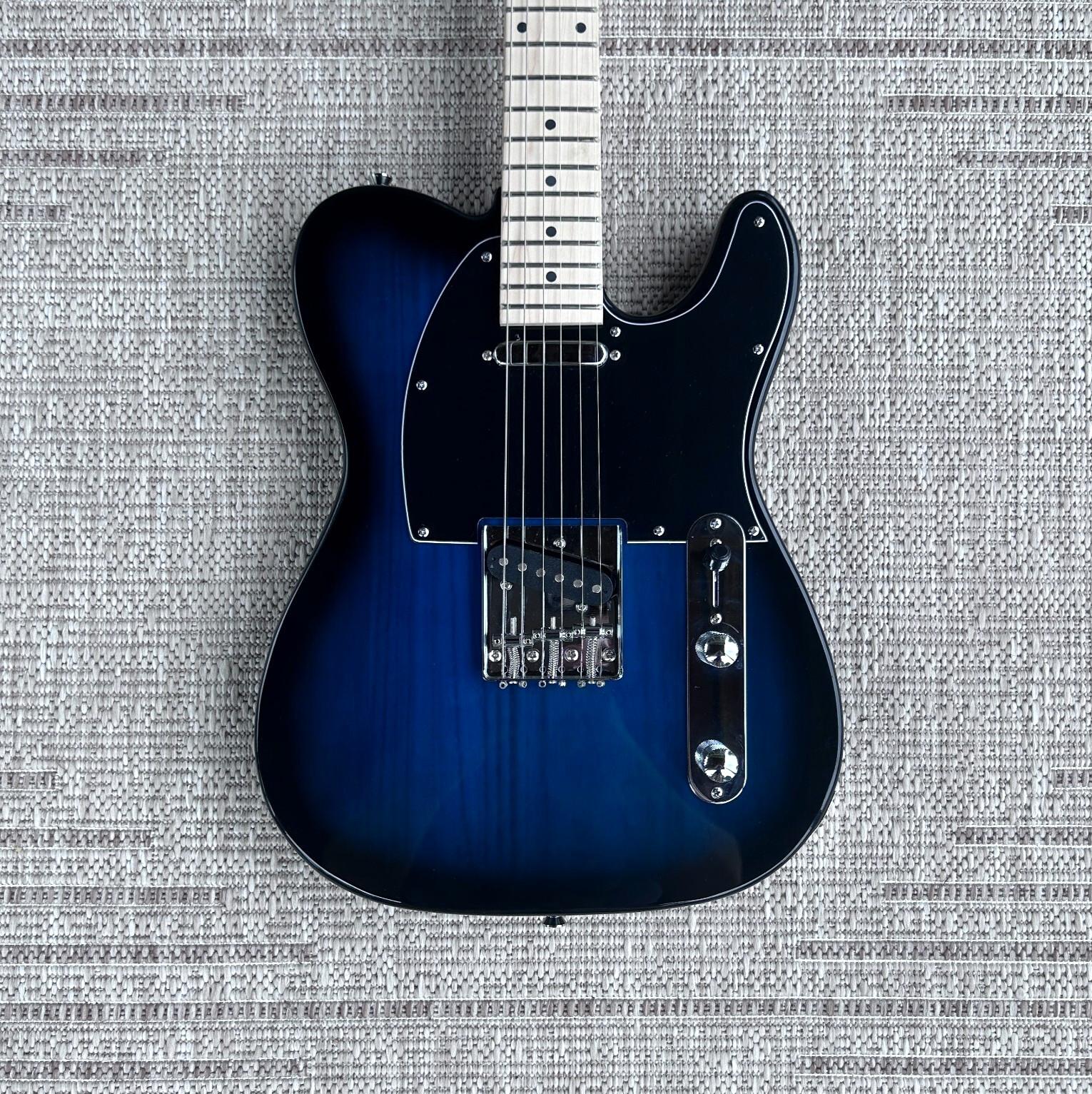 Trans Blue Tele Style Electric Guitar with Maple Neck and Accessories, Full-Size