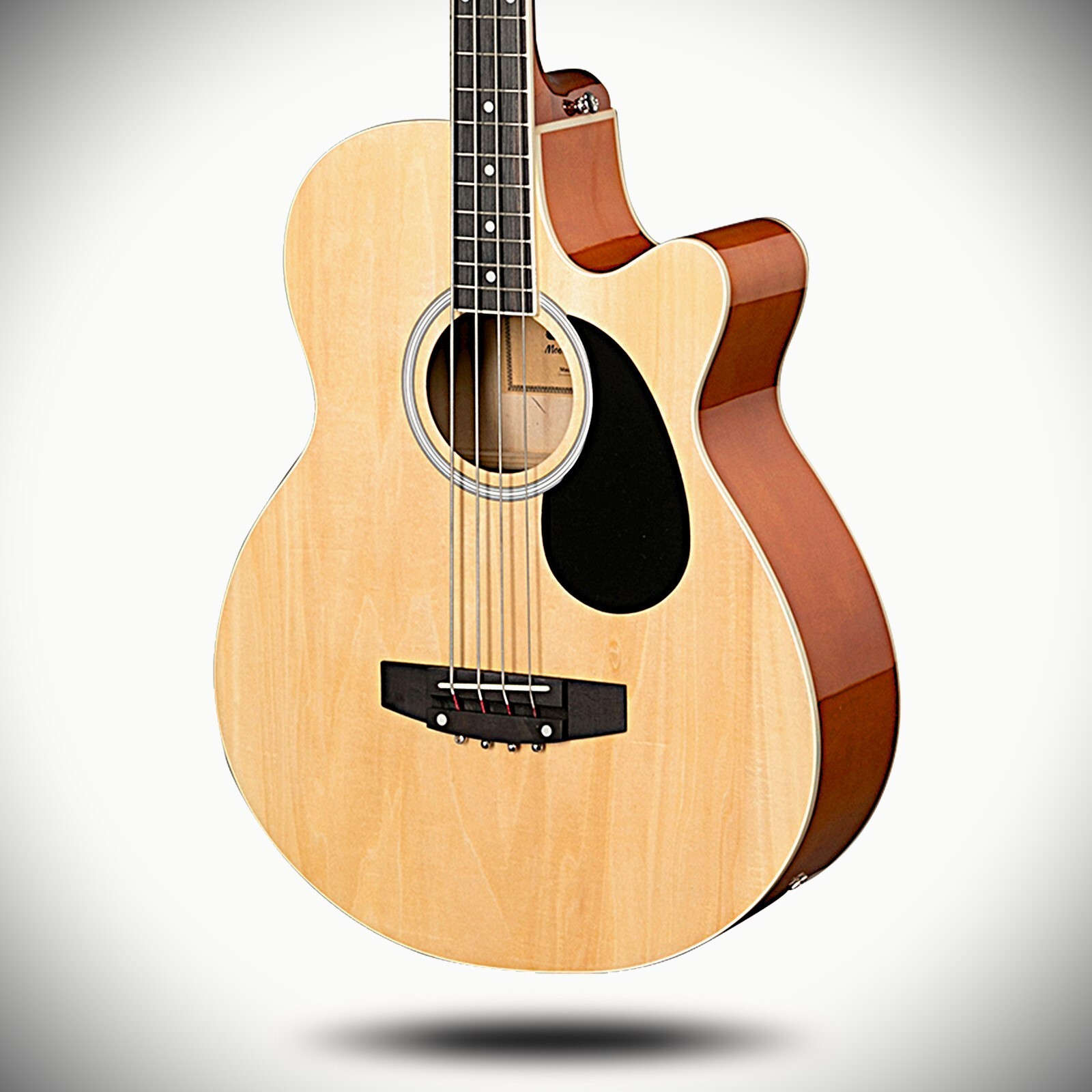 Short Scale Acoustic Electric Bass Guitar Natural Finish with Rosewood Fretboard