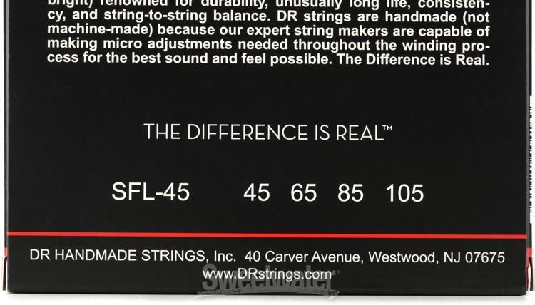DR Strings Legend Polished Flatwound Stainless Steel Bass Strings – .045-.105