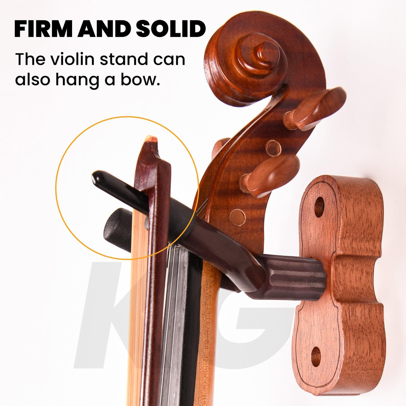 KKG Violin Wall Mount Hanger 1 Pack with Bow Hook Home & M, Brown