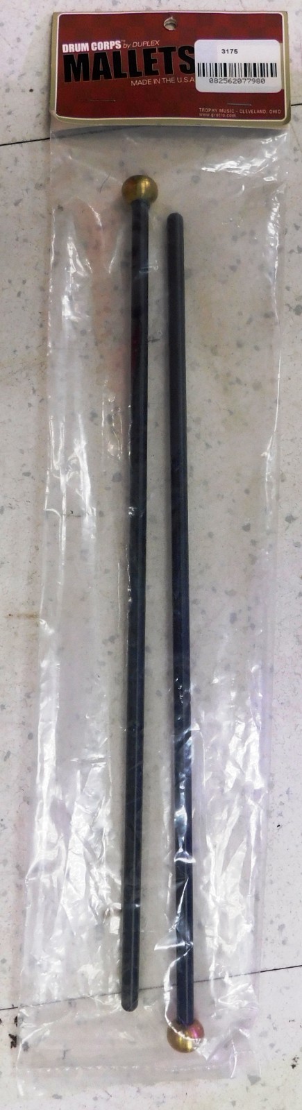 Trophy / Duplex Drum Corps Brass Head Bell Lyra Mallets – Black – Pair – 3175