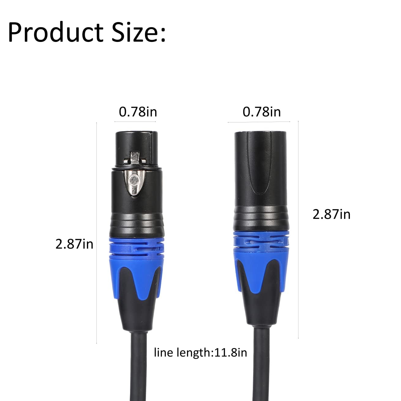 (11.8 inches / 1 Pack) 1 Male to 2 Female XLR Y Splitter 1ft-1Pack, Black