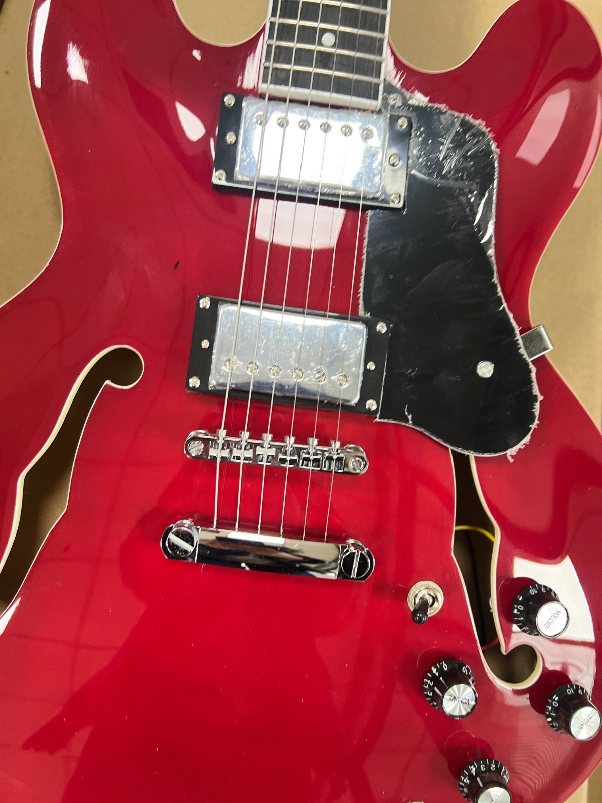 US Ship ES-335 Semi-Hollow Electric Guitar Cherry colored metallic paint