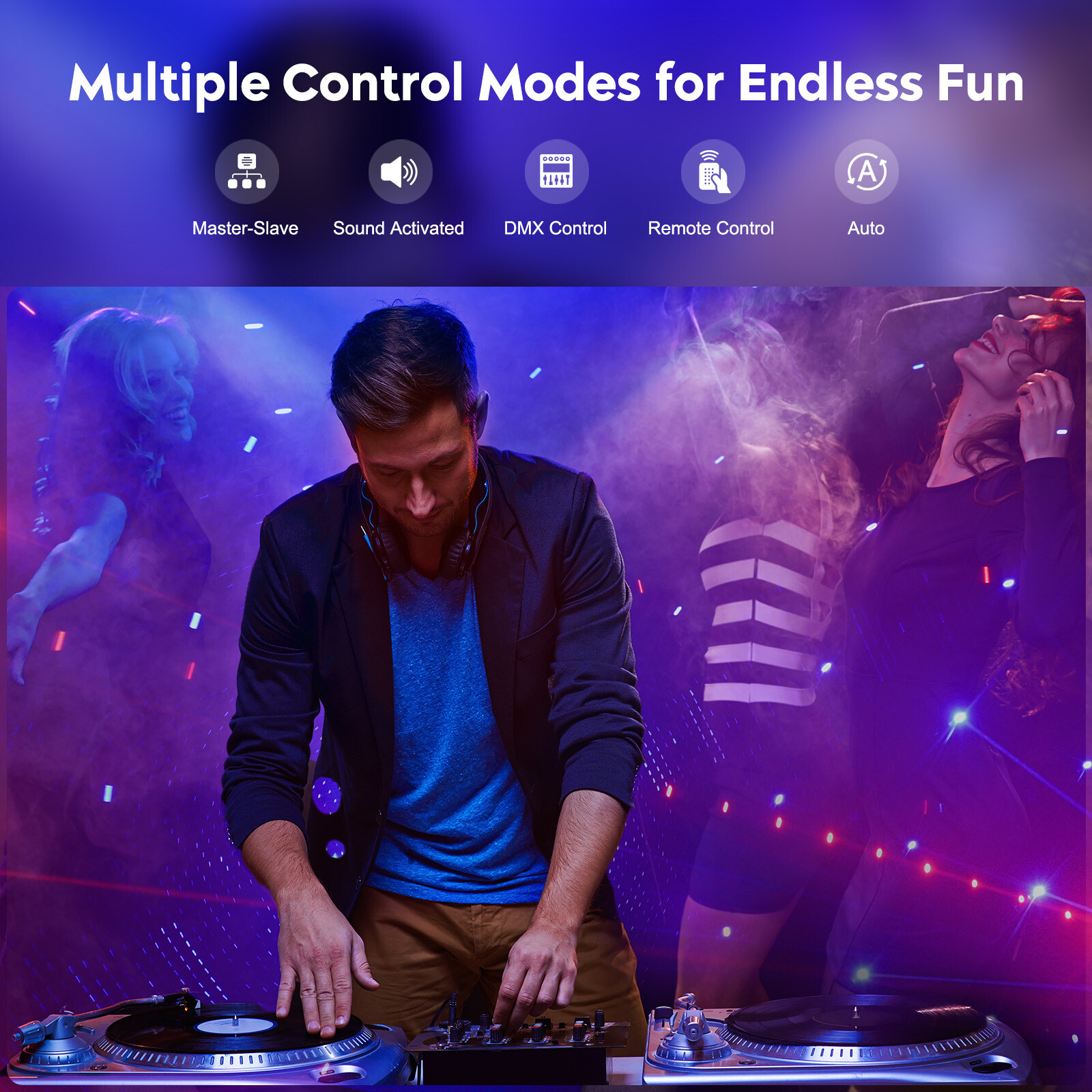 9-Eyes Laser Light DMX RGB DJ Projector Sound-Activated Stage Lighting W/Remote