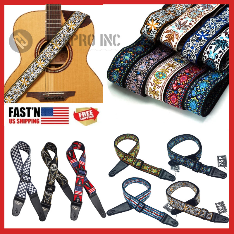 Embroidery Bohemian Cotton Electric Acoustic Guitar Belt Adjustable Soft Strap