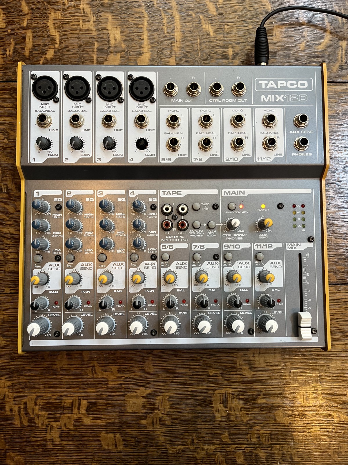 TAPCO MIX.120 – 12-channel Compact Mixer w/Power Adapter – None More Yellow!