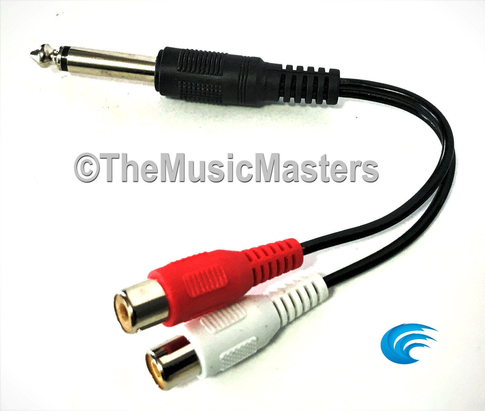 6″ inch 1/4″ Male Mono Plug to Dual RCA Jacks (F) Premium Audio Cable Wire VWLTW