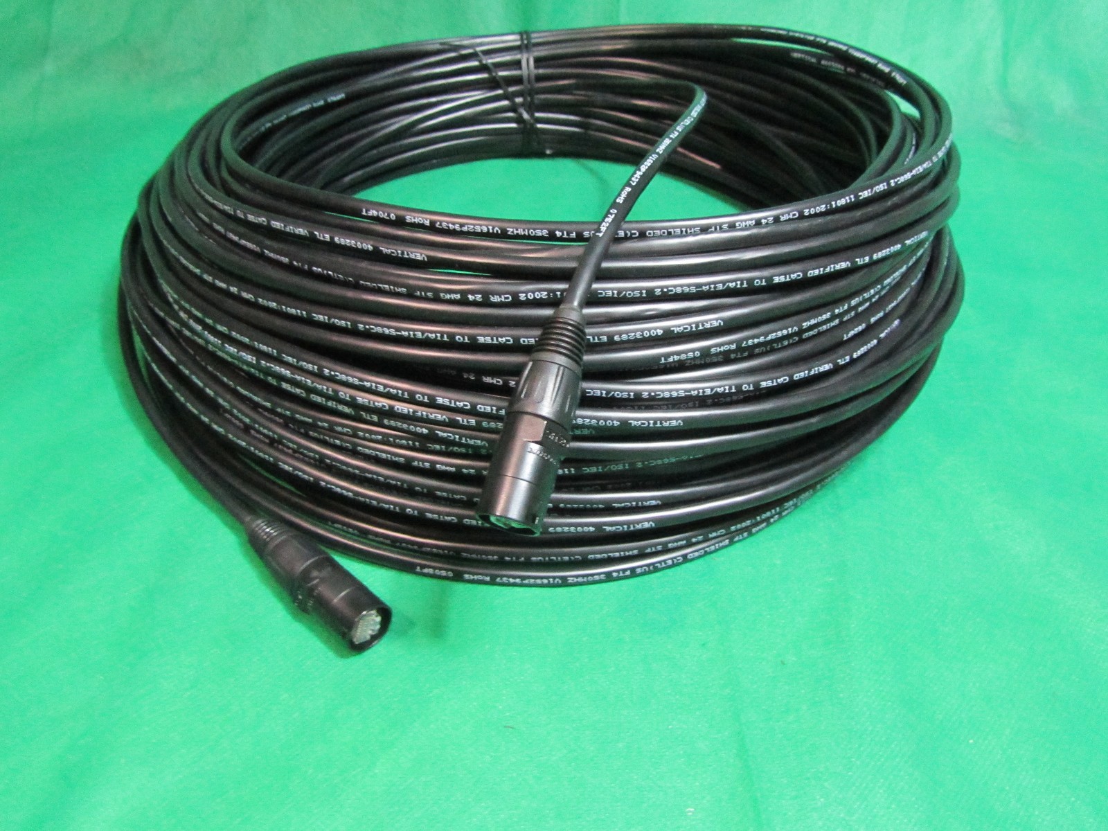 200 Ft CAT 5e STP Shielded Ethernet Black Cable w/Neutrik EtherCon RJ45 plugs.