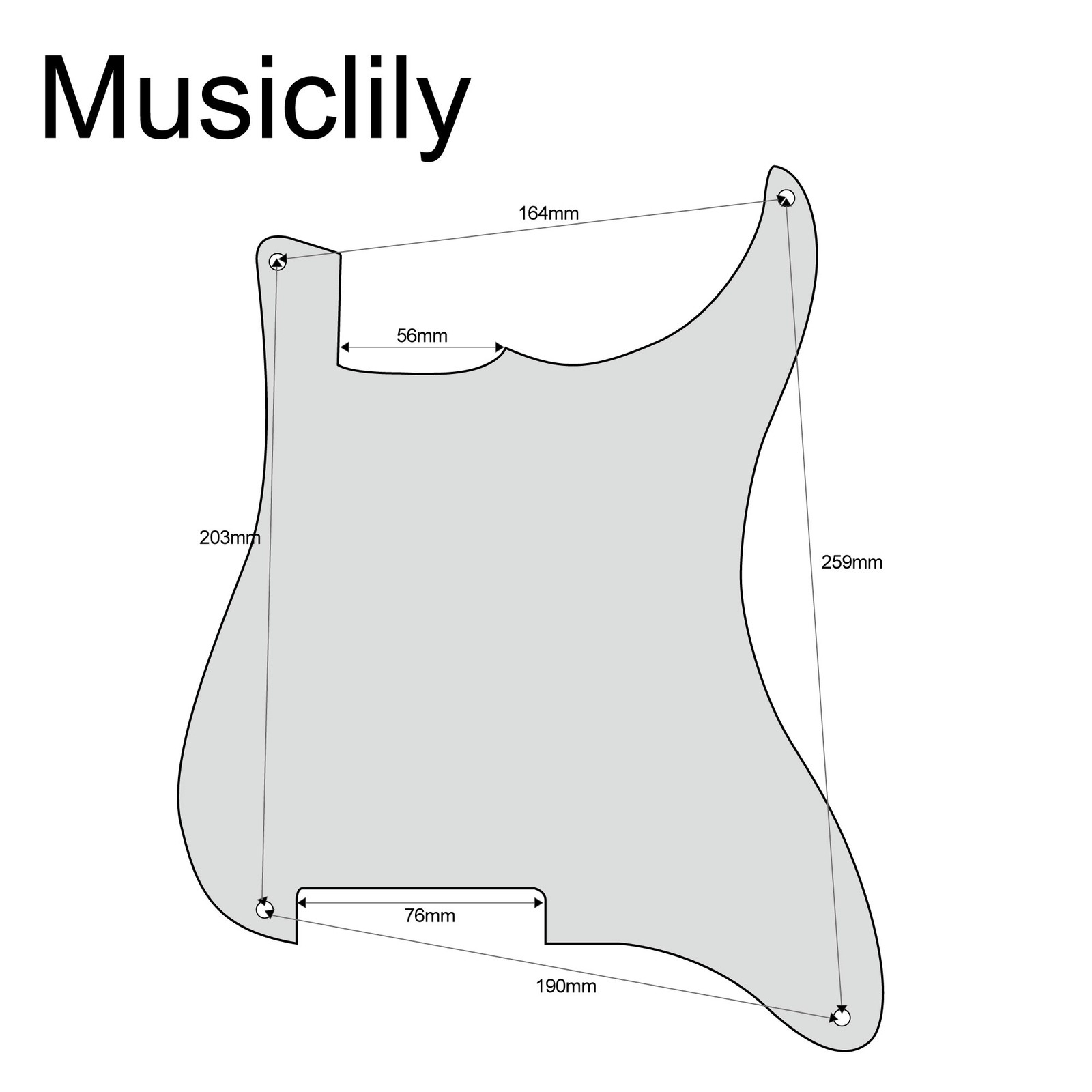 Musiclily Blank Custom Outline Pickguard For Fender Stratocaster Strat ST Guitar