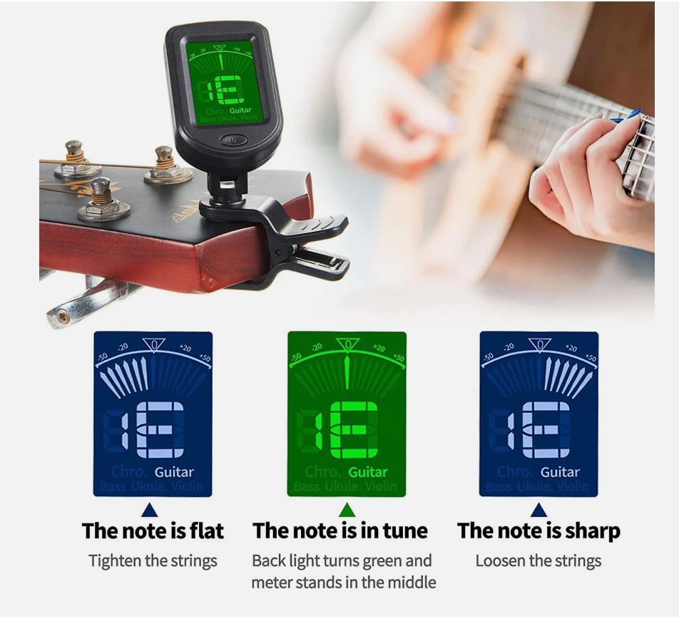 Banjo Violin Tuner LCD Clip on Chromatic Electric Acoustic Guitar Bass