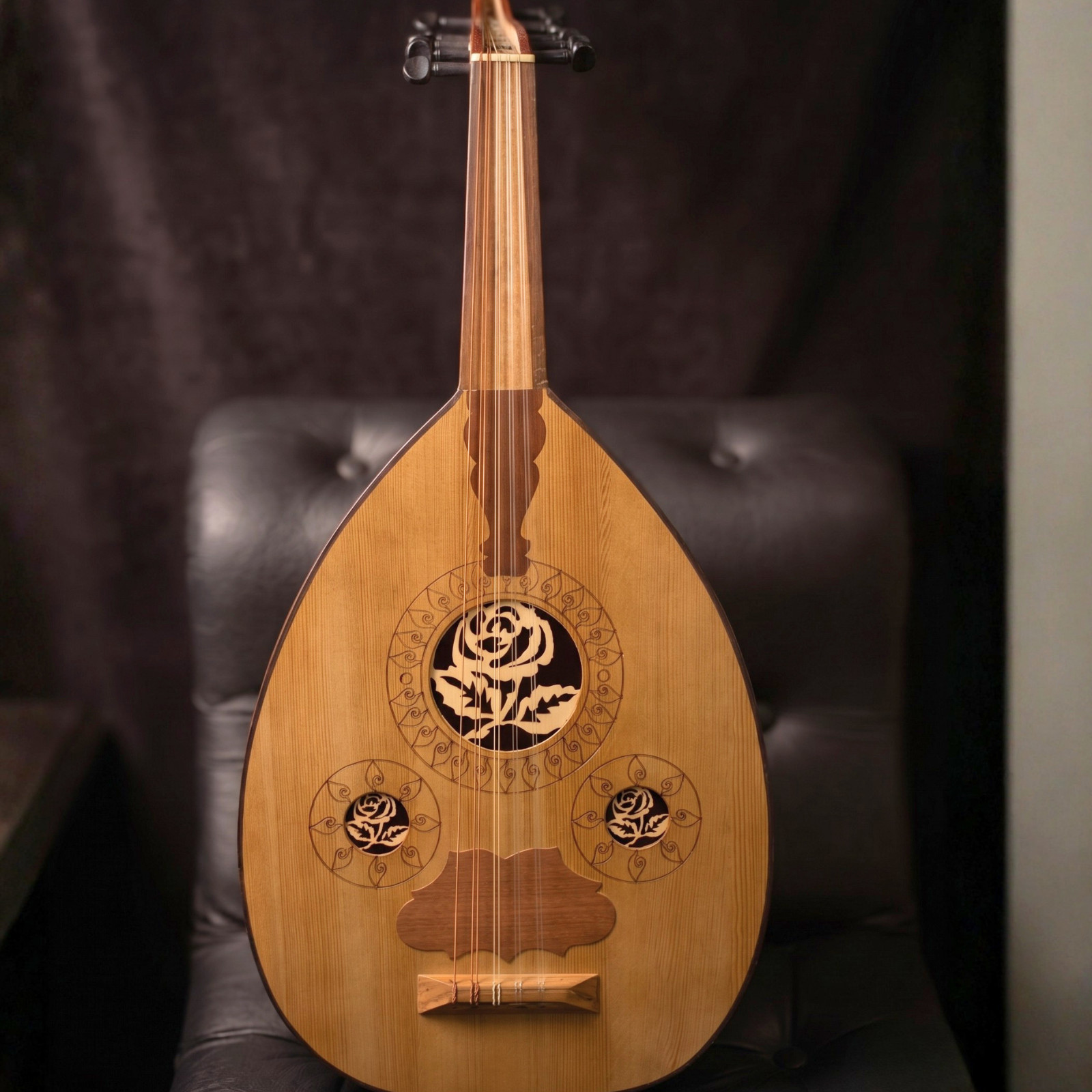Arabic Oud Instrument Handmade, Middle Eastern Music ,Natural Wood Oud + Bag