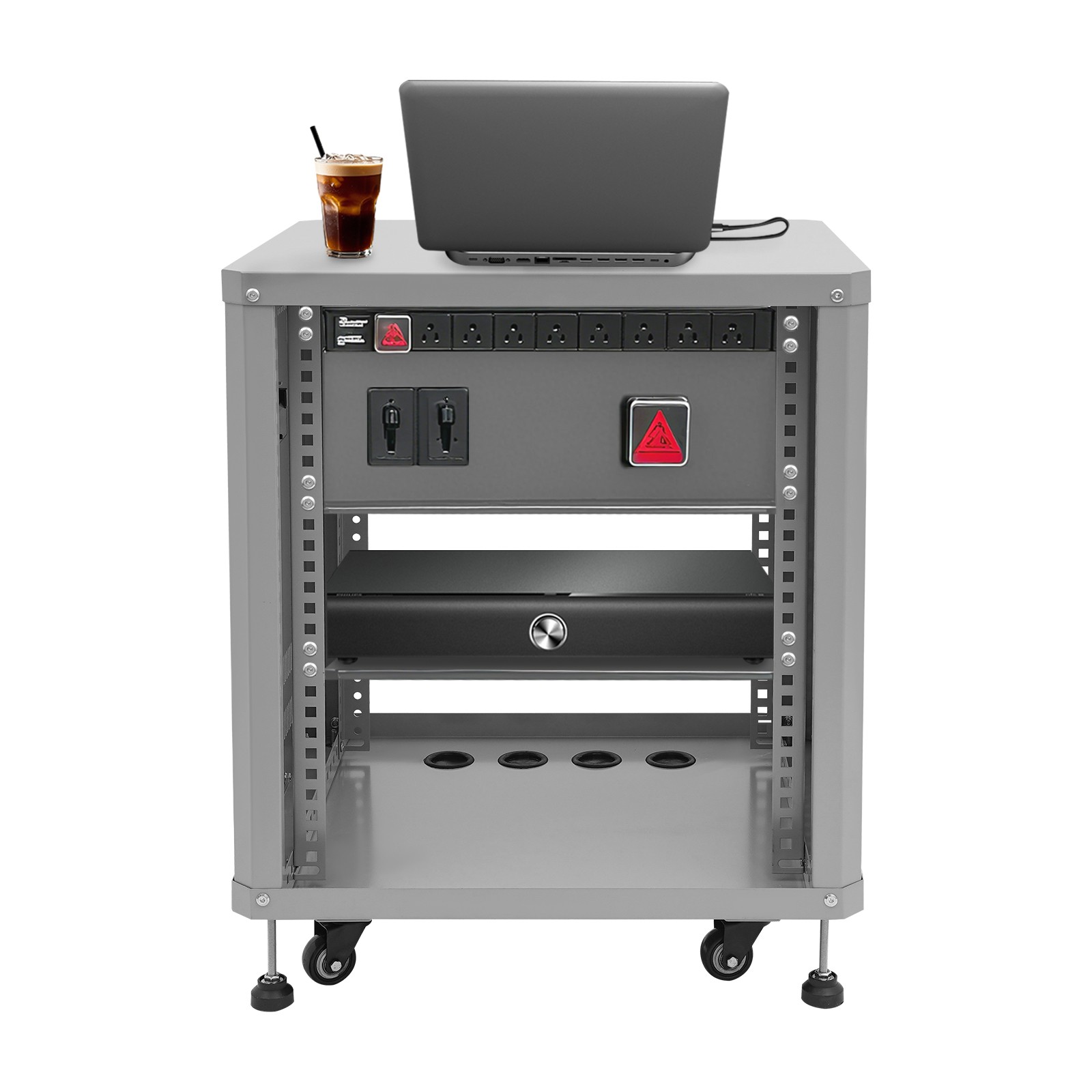 Grey 12U 19.8*22.4*23.6 in Carbon Steel Network & Stereo Rack For Nightclubs