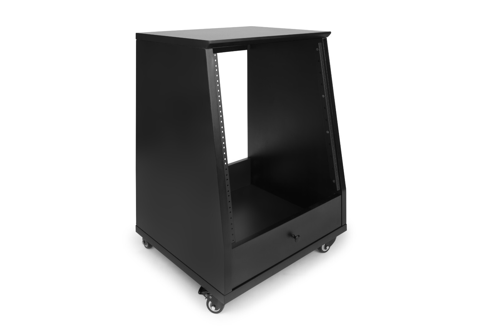 Gator Elite Series 12U Angled Studio Rack with Locking Casters – Black Finish