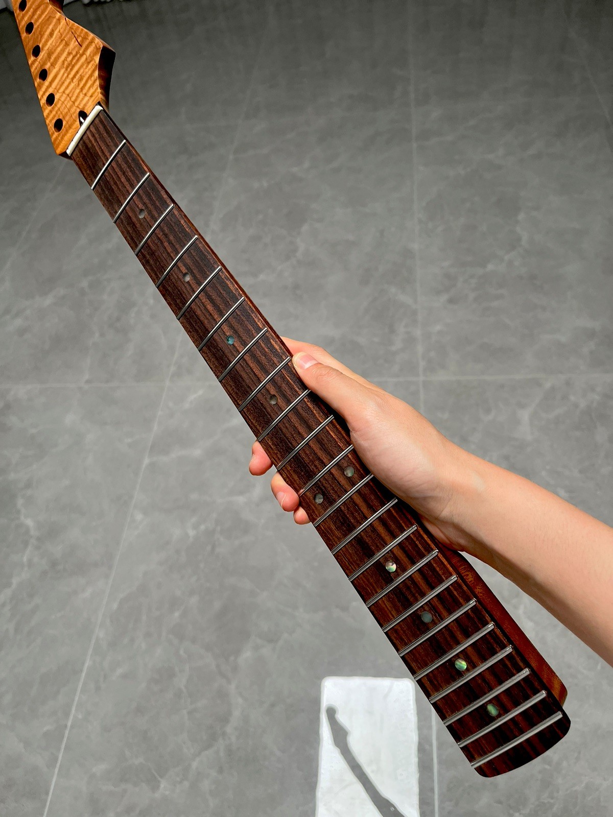 AAA Rosewood 22Frets Satin Roasting flame maple electric guitar neck Bone nut