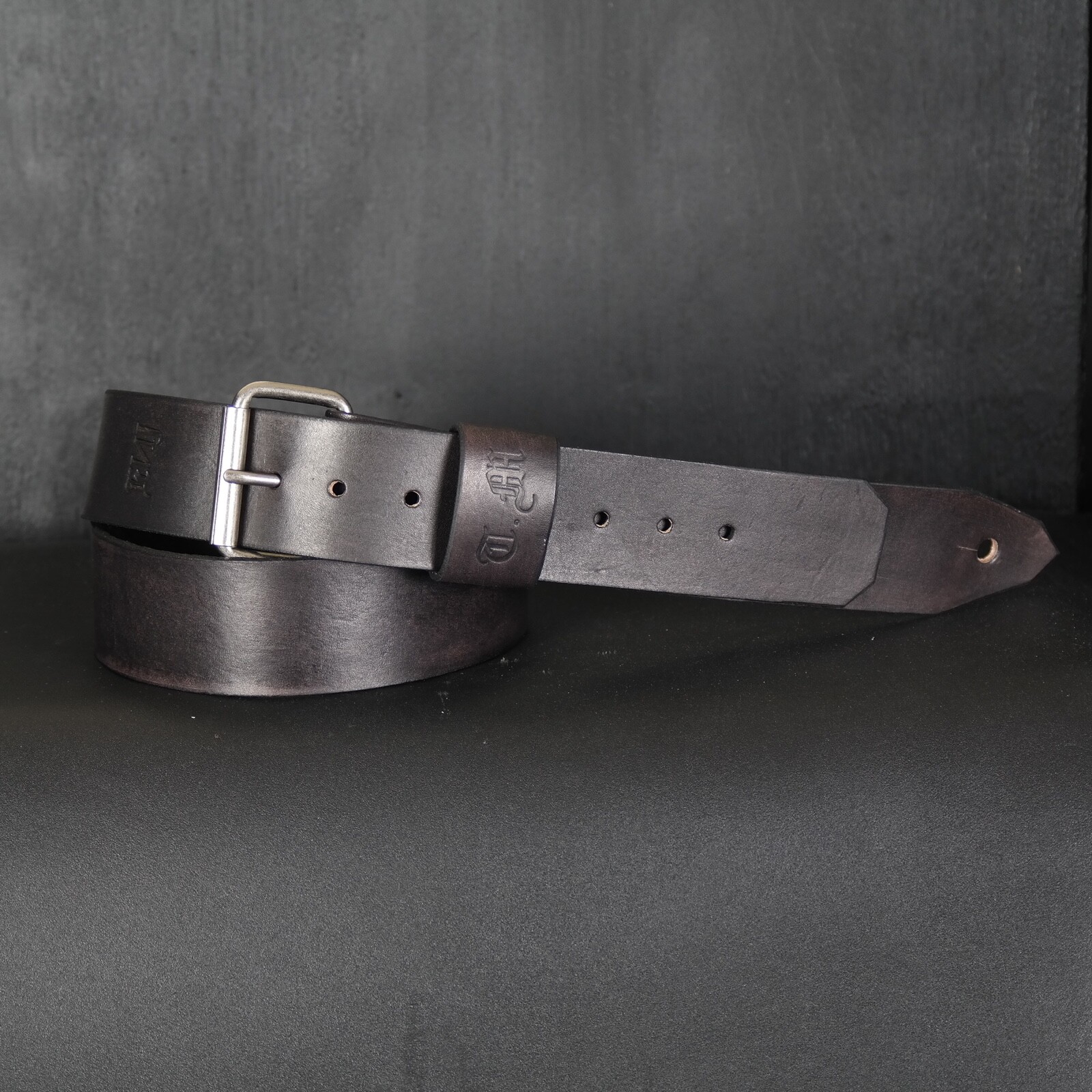 Personalized Leather Guitar Strap. Slim 2 inches Wide. Antique BLACK