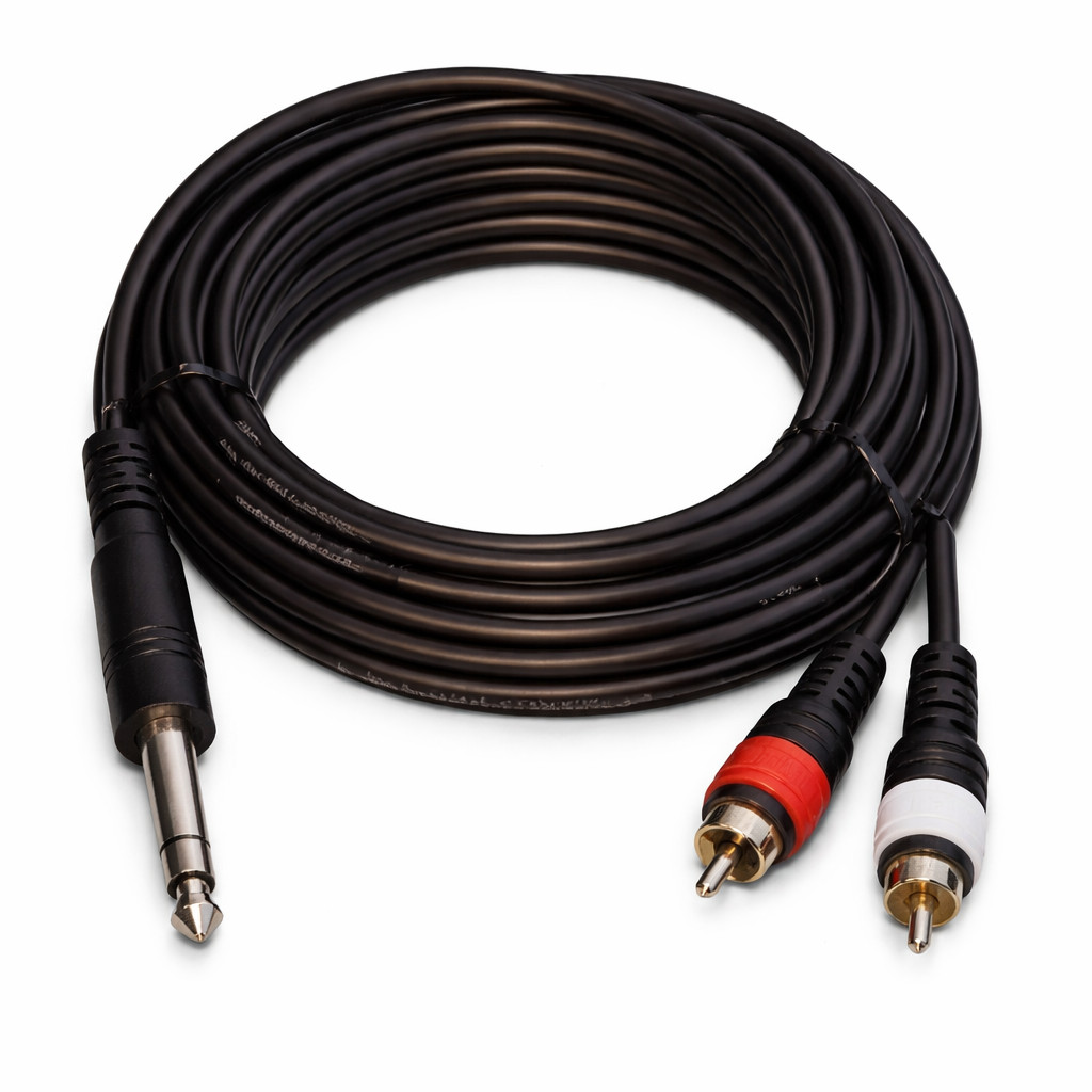 Audio2000’S 5,10,20ft Audio Video Cable1/4″TRS Stereo Male to Dual RCA Plugs New