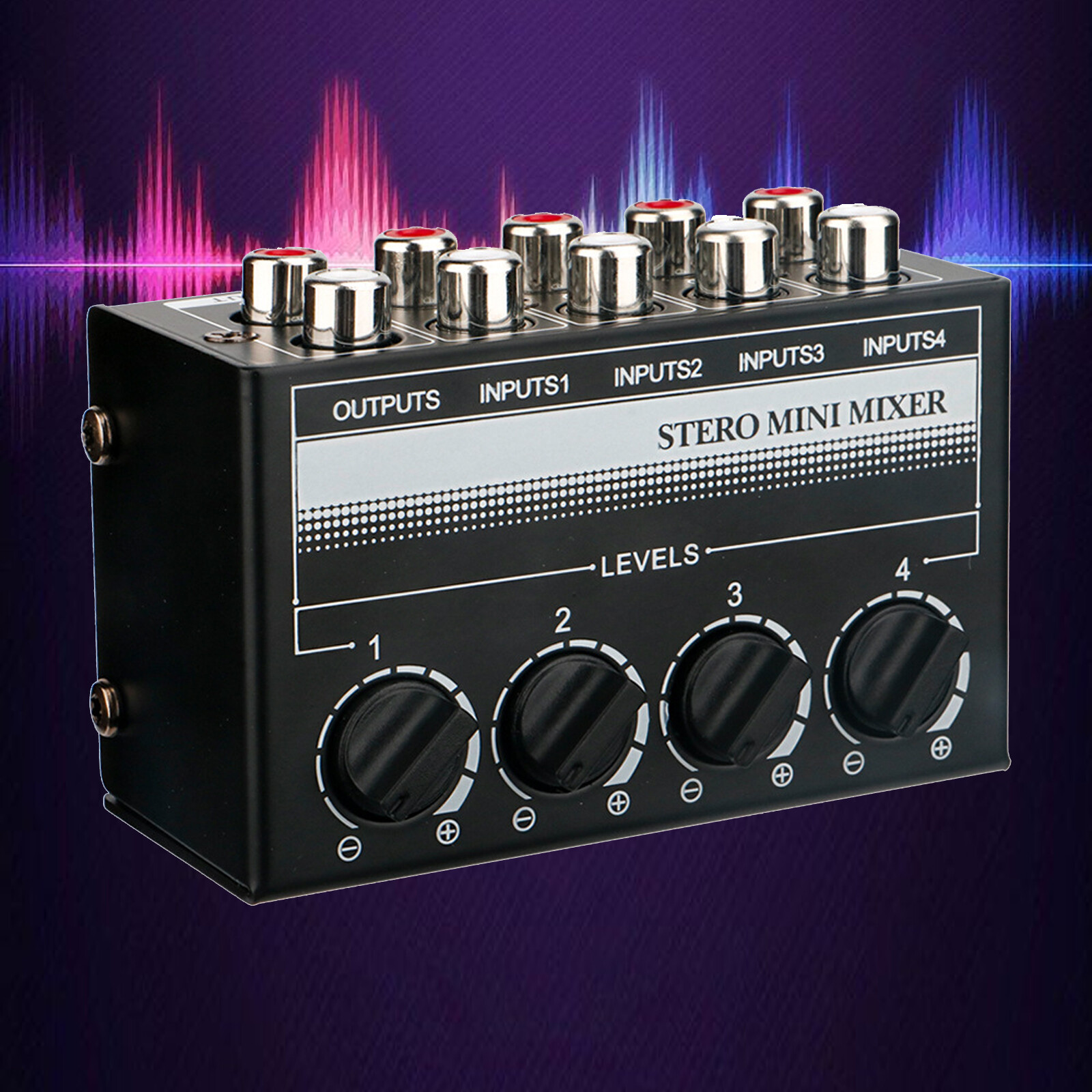 Mini Stereo 4 Channel Passive Mixer RCA Portable Audio Mixer 1 in 4 Out New