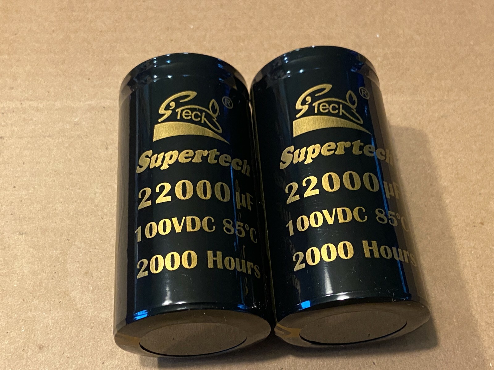 2 New 22000 uf 100v Supertech Main Filter Capacitors 51mmx100mm Screw Terminals