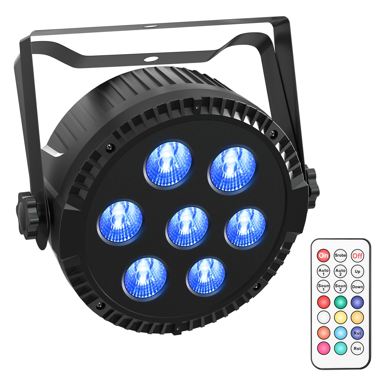 U`King 7LED Par Light DMX RGBW Strobe Beam Disco Lights Stage Lighting W/Remote