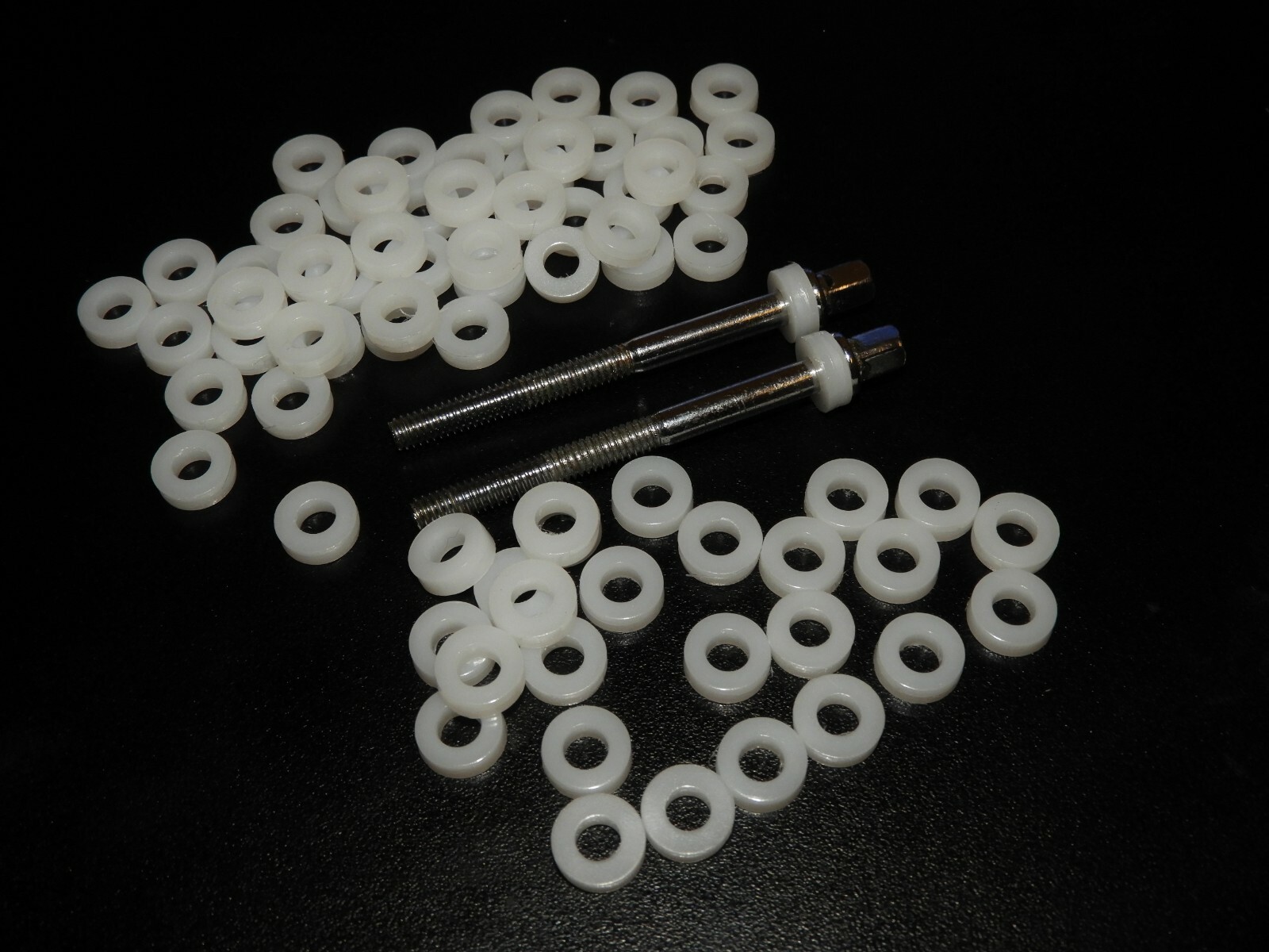 100 new THICK White Nylon Drum Tension Rod Washers for Snare Toms Bass Made USA