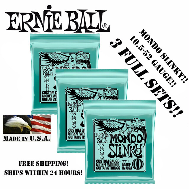 **3 SETS ERNIE BALL 2211 MONDO SLINKY ELECTRIC GUITAR STRINGS 10.5-52**