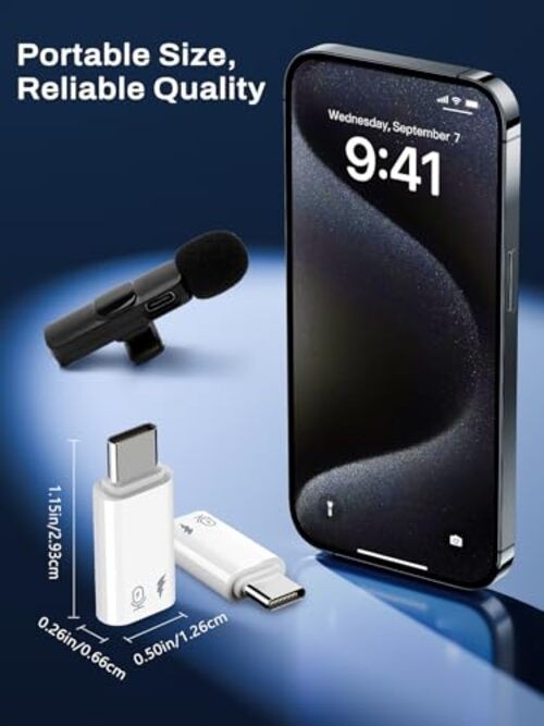 USB C to Lightning Microphone Adapter, 2 Pack Lightning Female to USB-C Male