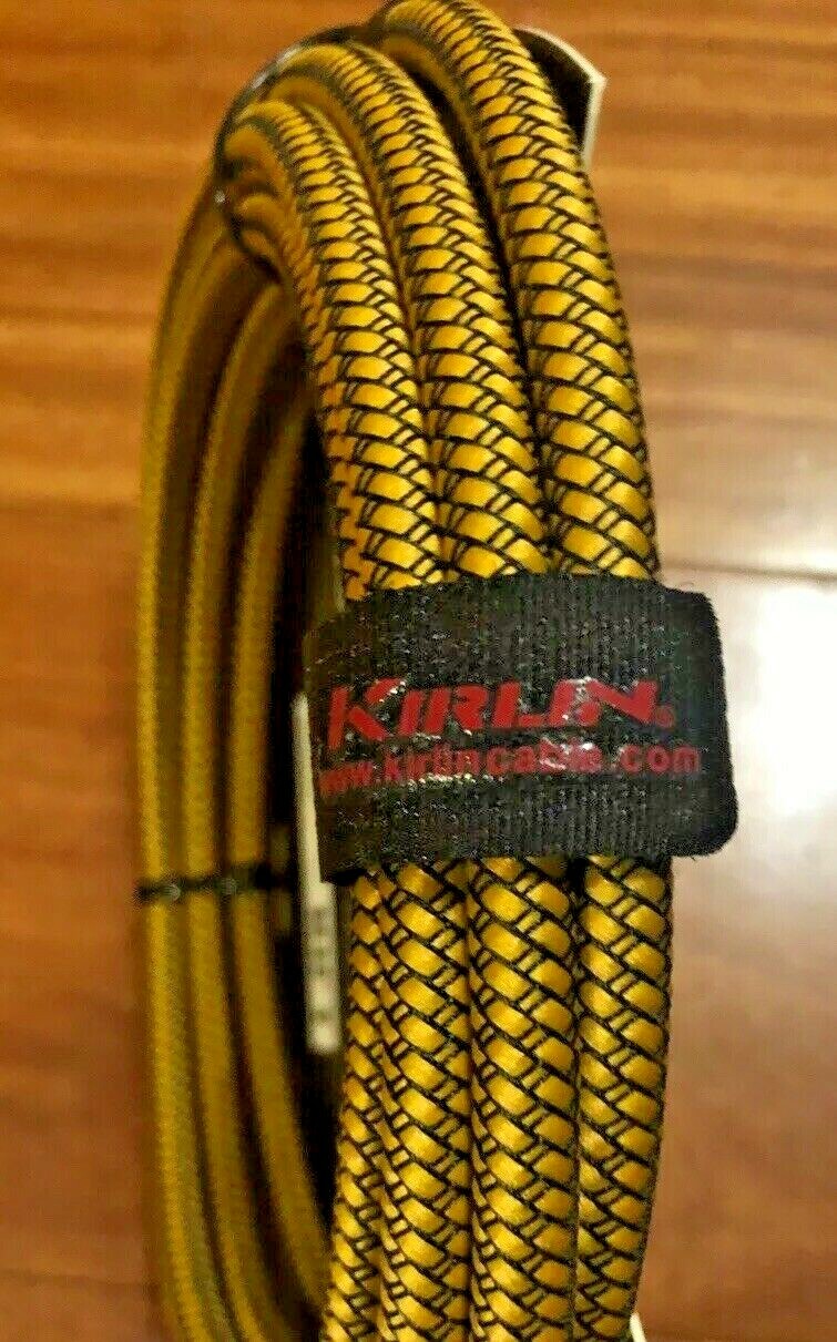 2-Pack Kirlin 10 ft 1/4″ Yel/Blk Woven Guitar/Bass Cables PLUS Free Cable Ties