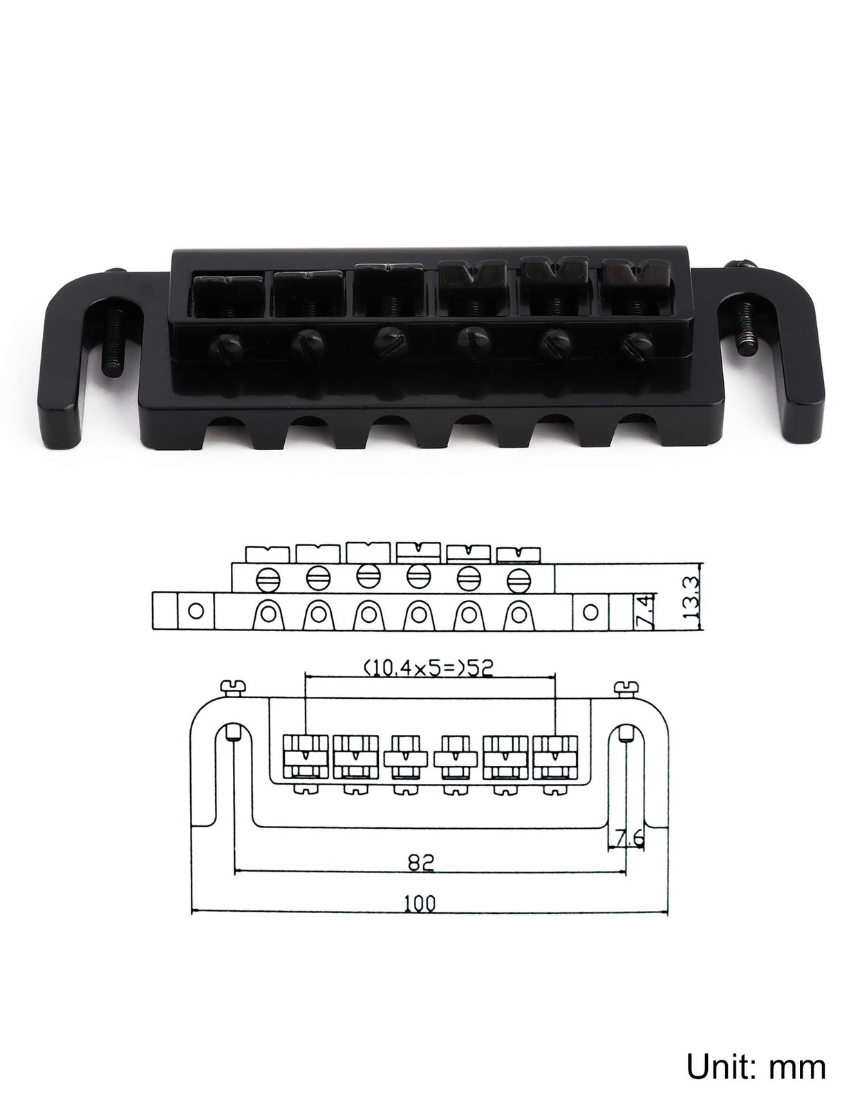 Metallor Tune-O-Matic Wraparound Bridge Stop Tailpiece Wrap 12 inches, Black