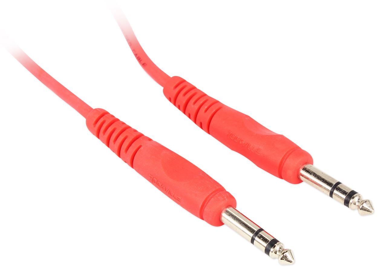 2 Rockville RCTR106R Red 6′ 1/4” TRS to 1/4” TRS Cable 100% Copper