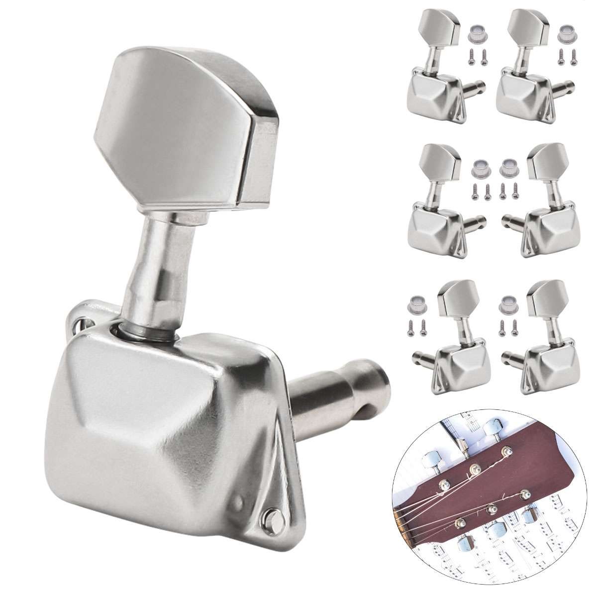 Semi-Closed Guitar Tuning Pegs with Protective Cover for Acoustic & Electric