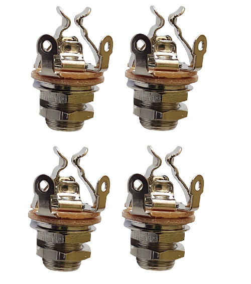 4 Pack Pure Tone Multi Contact Mono 1/4″ Output jack, PTT1-N w/ 2 nuts each